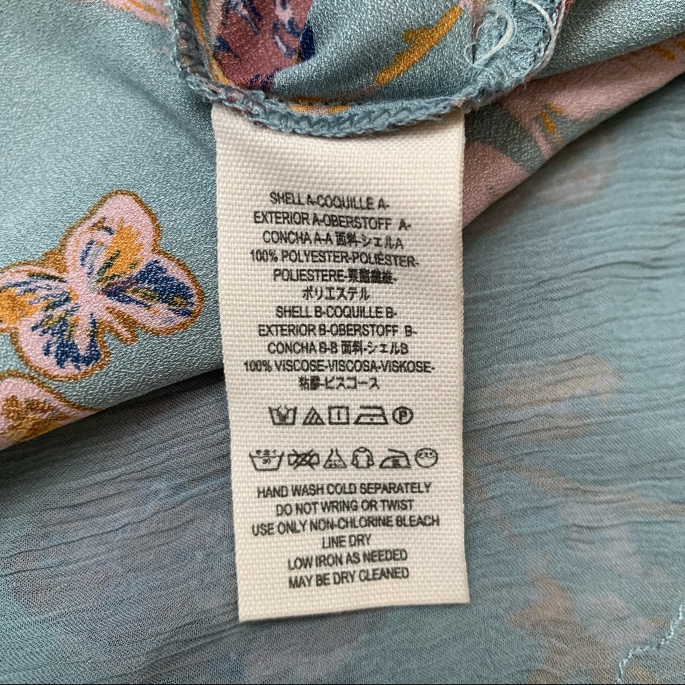 Free People Pebble Crepe So Fine Smocked Tunic Top Floral Blue Blouse Sm… - Picture 12 of 13